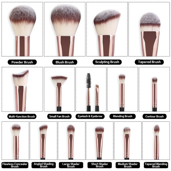 MAANGE Wholesale 15PCS Cosmetics Brushes Brush Cleaner Powder Puff  Customizable Makeup Tools Professional Makeup Brush Set