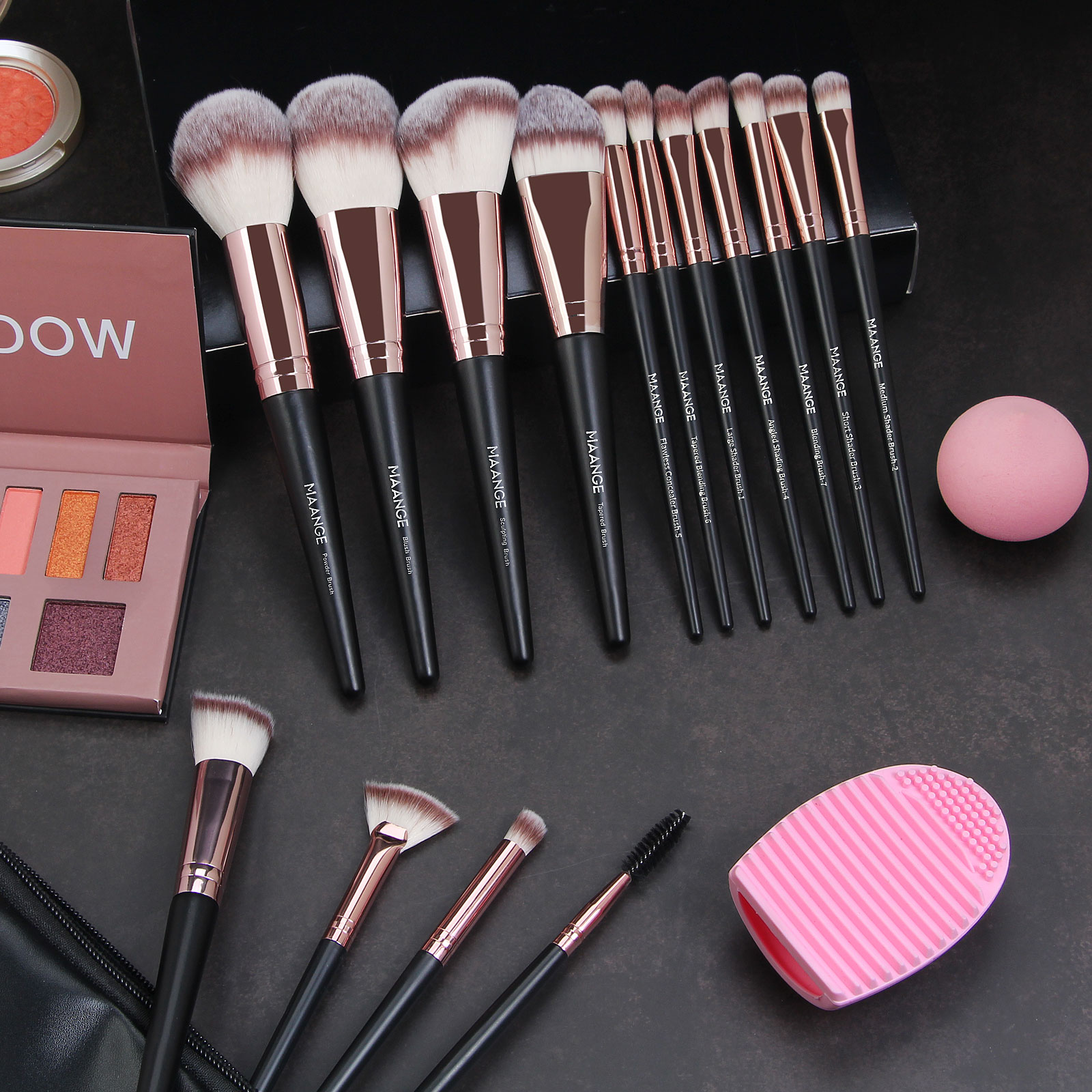 MAANGE Wholesale 15PCS Cosmetics Brushes Brush Cleaner Powder Puff  Customizable Makeup Tools Professional Makeup Brush Set - 图片 6