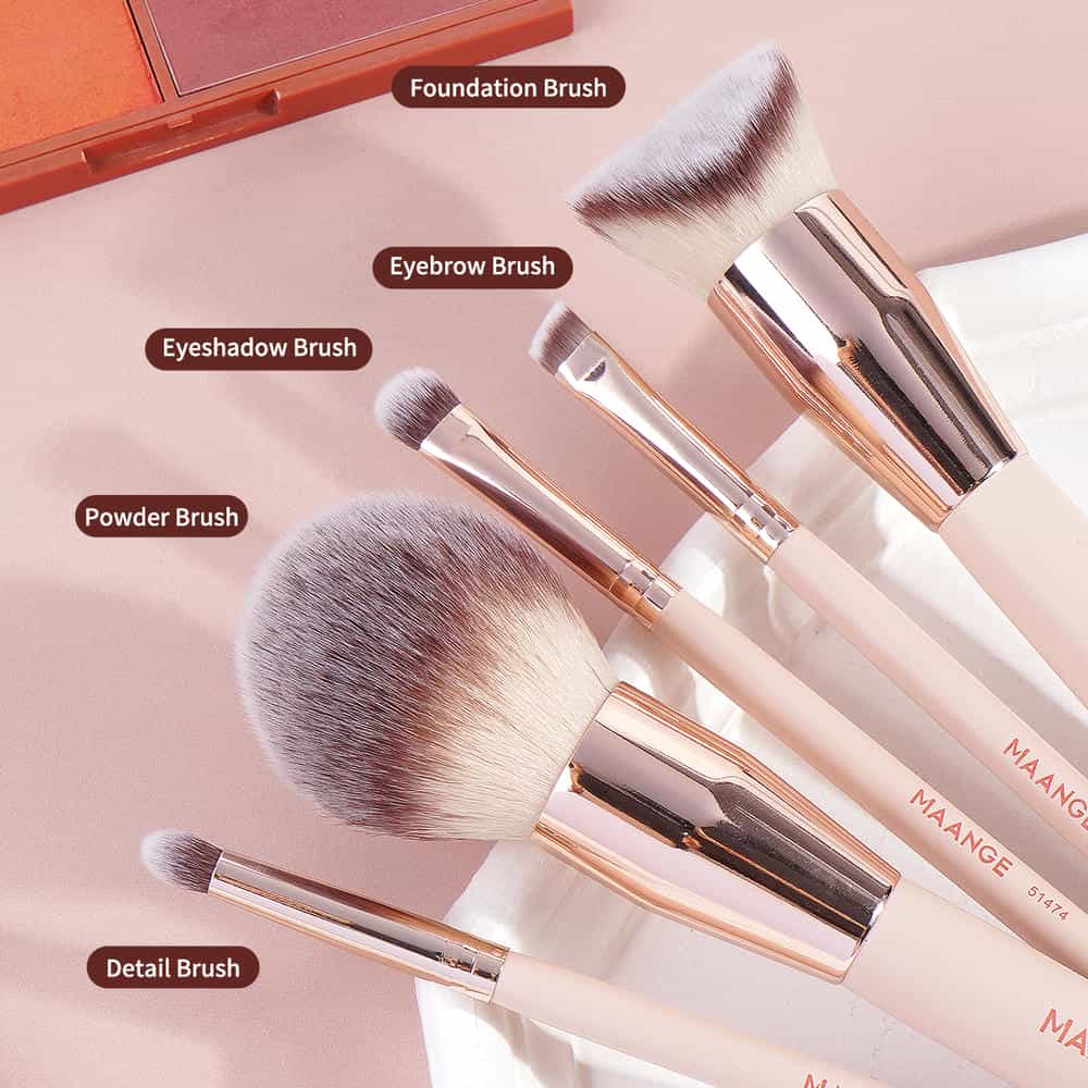 MAANGE Custom OEM&ODM Professional  5PCS Makeup Brush Set Synthetic Hair  Contour Powder Blushing Eye Makeup Brushes Set - 图片 3