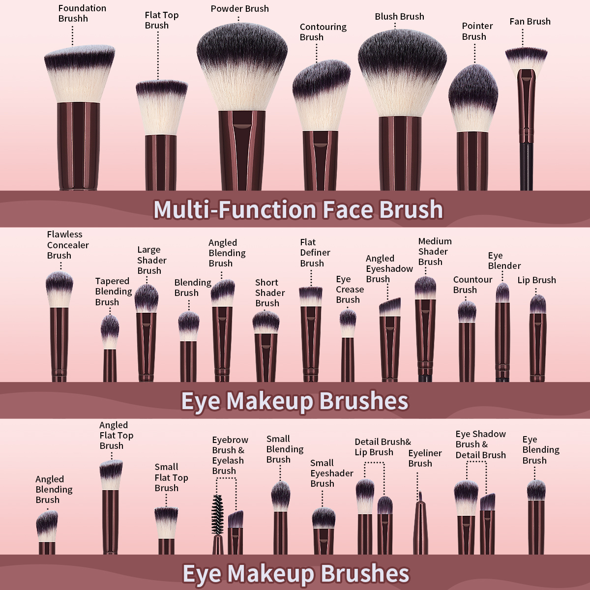 MAANGE Cosmetics Brush Face Beauty Tools  Professional Foundation Blush Contouring Eyeshadow Brush 30pcs Makeup Brush Set - 图片 2