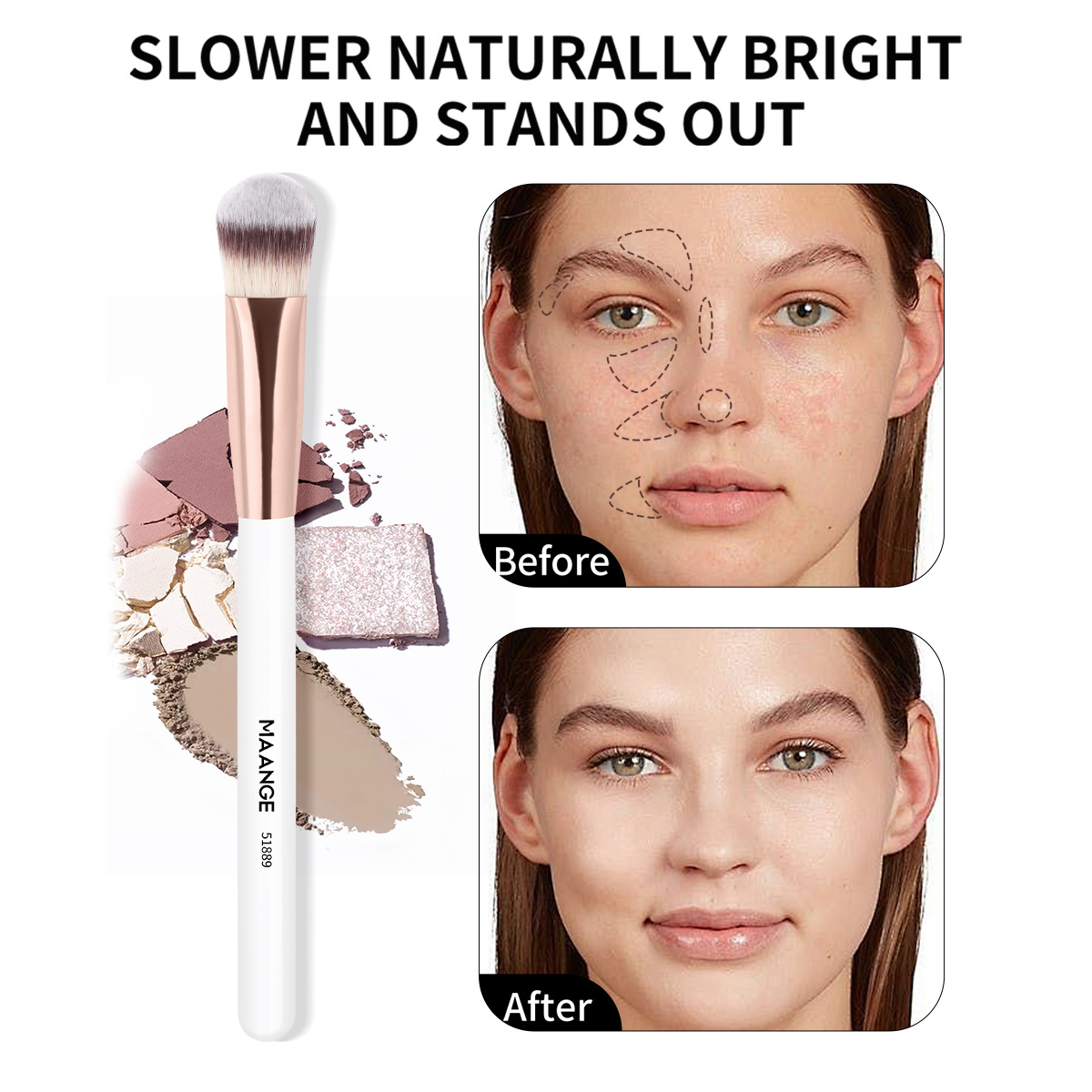 MAANGE Professional Custom Soft Bristles  Contour Highlights Makeup Brush Wholesale  Comfortable Handle Face Makeup Brush - 图片 3