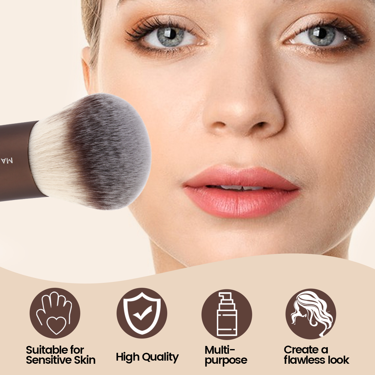MAANGE Wholesale Custom OEM&ODM Single Loose Puff Makeup Brush  Makeup Bag Professional Makeup Brush - 图片 2
