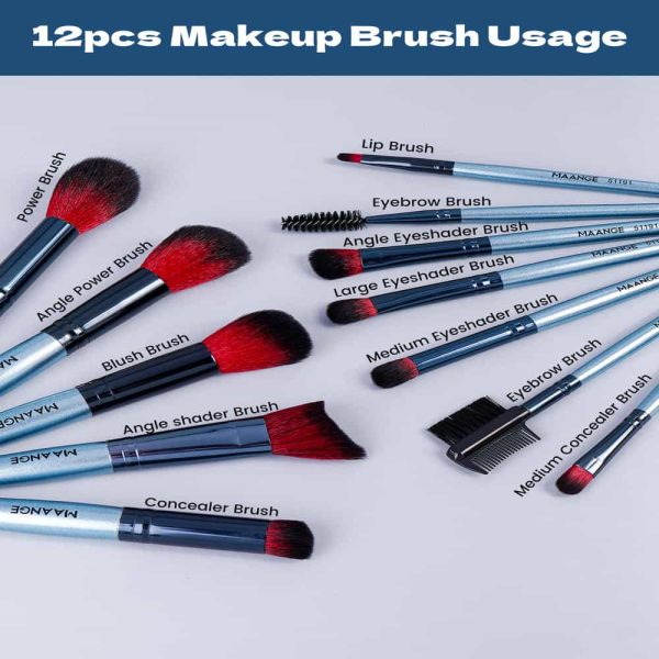 MAANGE Wholesale 12pcs Makeup Brushes Set Professional  Foundation Powder Blending Eyeshadow Professional Makeup Brushes Kit