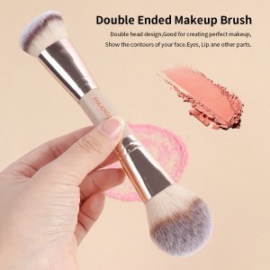 MAANGE Custom Logo OEM&ODM 2PCS Double-ended Makeup Brush Loose Powder Foundation Blush Makeup Brush Set - 图片 2