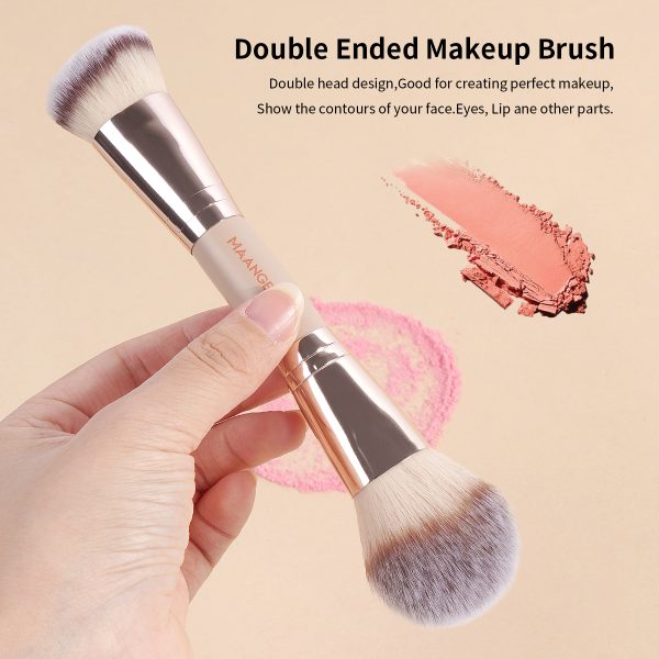 MAANGE Custom Logo OEM&ODM 2PCS Double-ended Makeup Brush Loose Powder Foundation Blush Makeup Brush Set