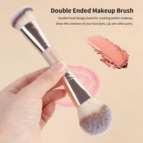 MAANGE Custom Logo OEM&ODM 2PCS Double-ended Makeup Brush Loose Powder Foundation Blush Makeup Brush Set