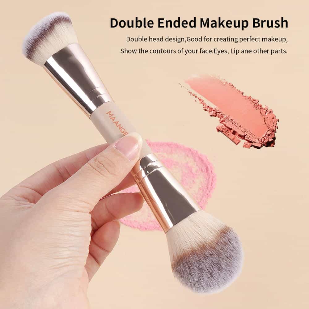MAANGE Custom Logo OEM&ODM 2PCS Double-ended Makeup Brush Loose Powder Foundation Blush Makeup Brush Set - 图片 7