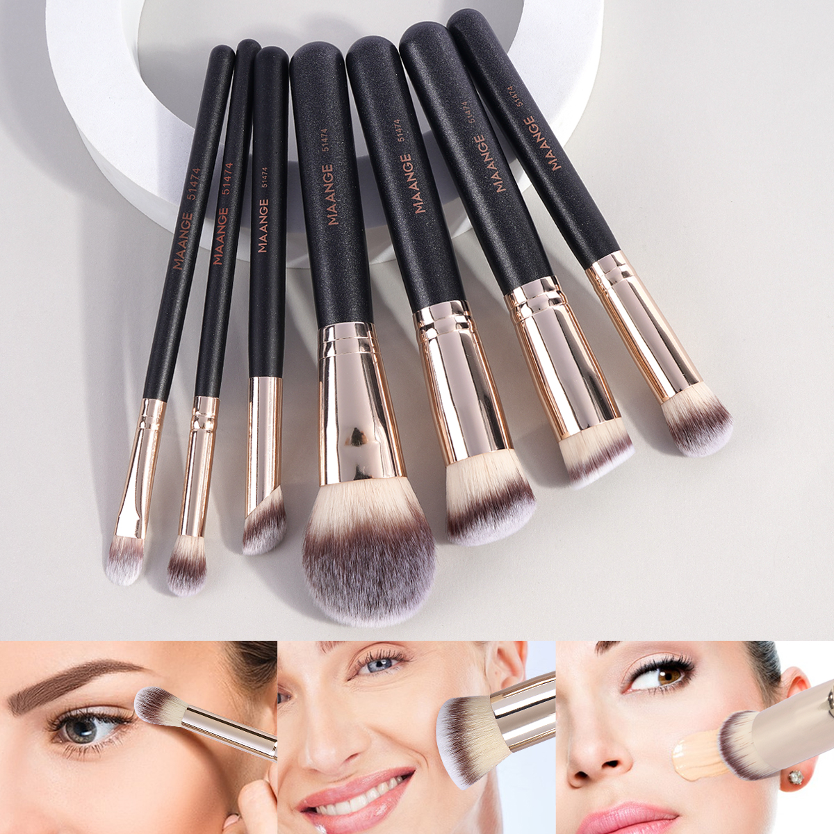 MAANGE Wholesale 7pcs Makeup Brush Set  Foundation Contouring Eyeshadow Brushes  Face Professional Makeup Brush Set - 图片 5