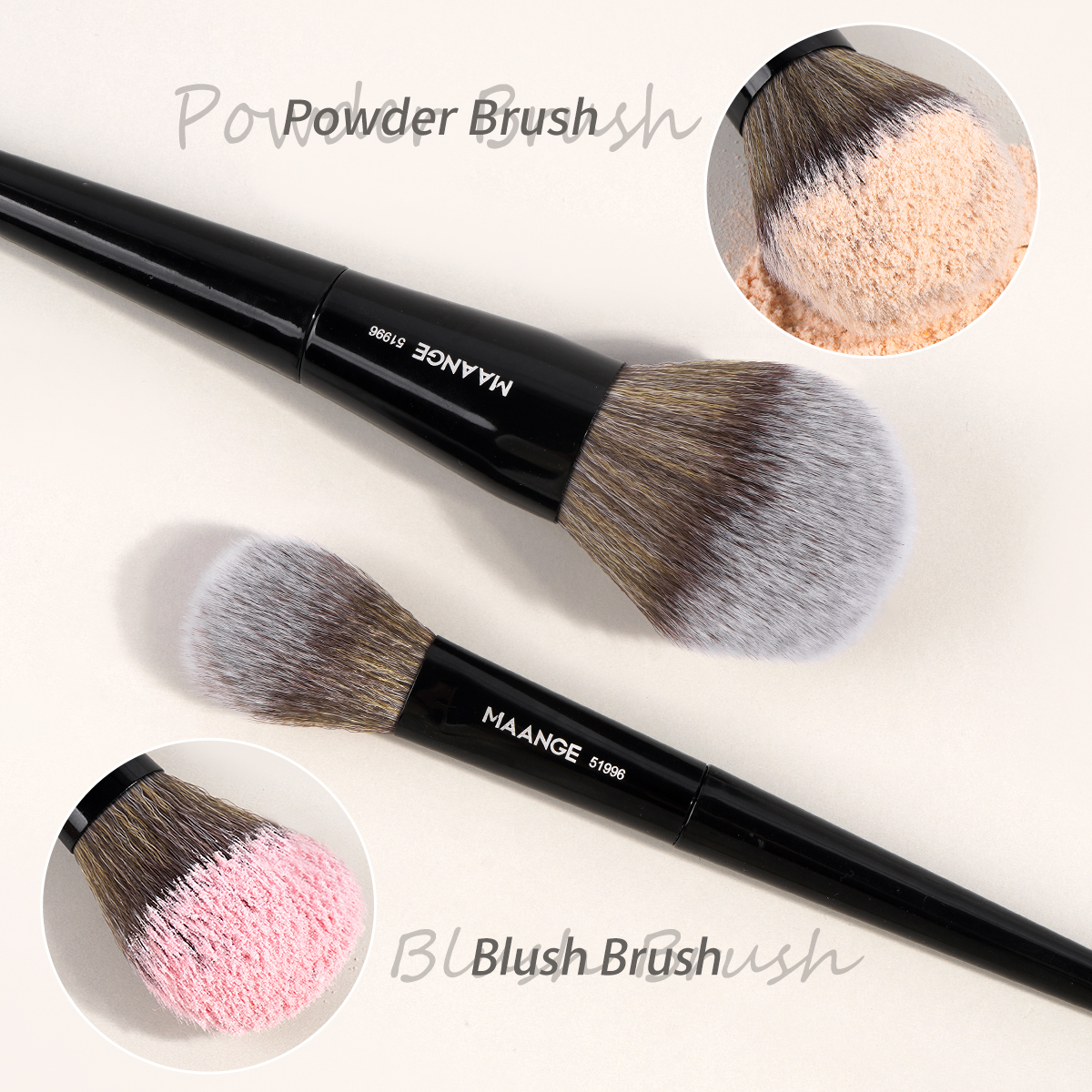 MAANGE Wholesale 2pcs Makeup Brush Private Label Loose Powder Blush Makeup Brush Professional Makeup Brushes - 图片 3