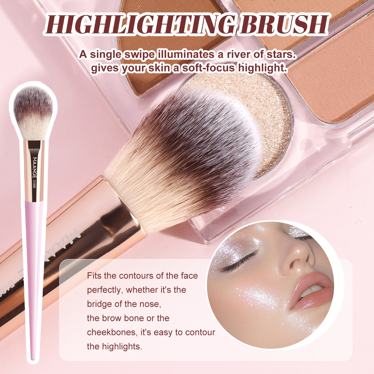MAANGE Hot Selling 2PCS Custom Logo Loose Powder Blush Makeup Brushes  Professional Makeup Tools for Women Makeup Brushes - 图片 5