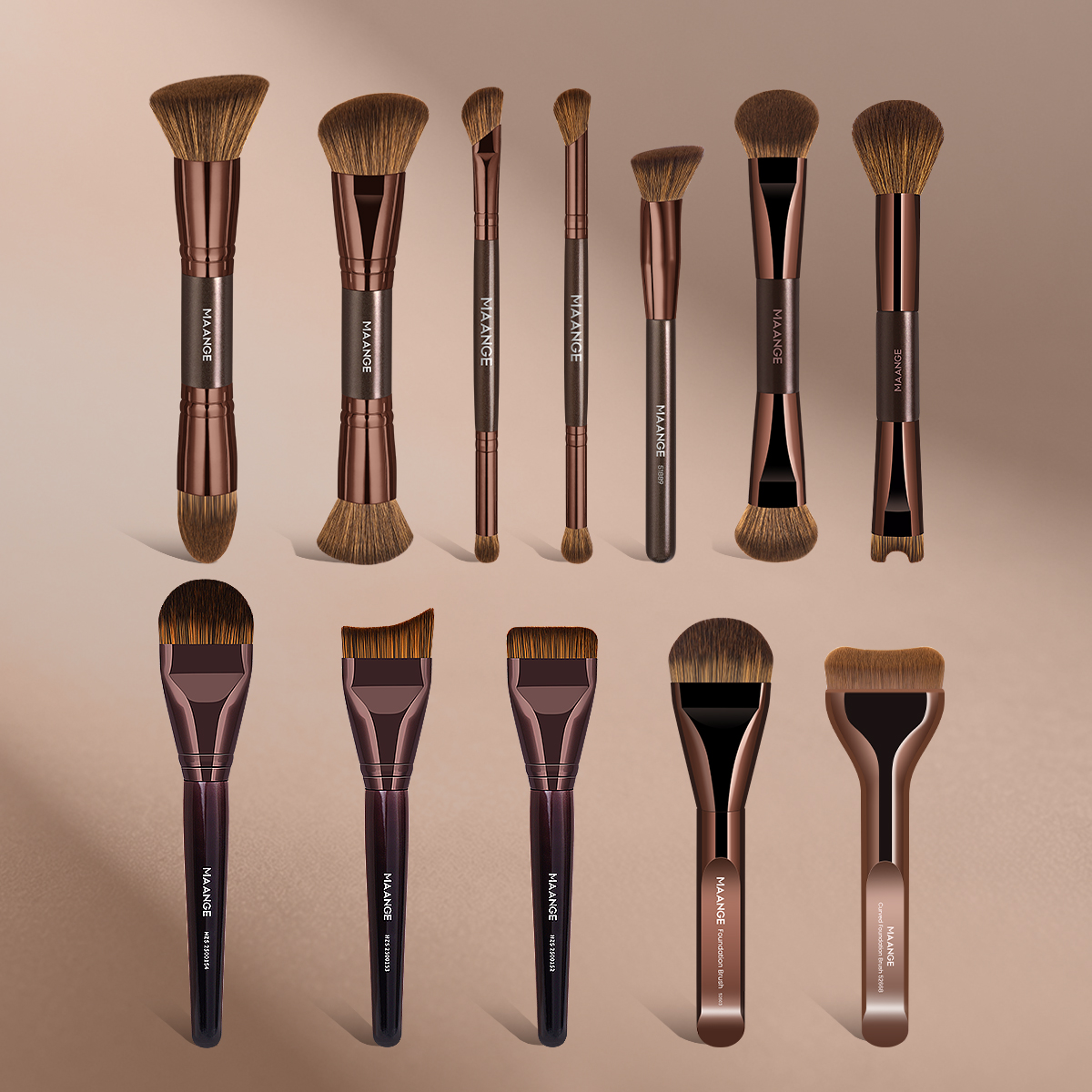 MAANGE Wholesale Custom Logo OEM&ODM 12pcs Makeup Brush Set Foundation Blush Powder Eye 12PCS Professional Makeup Brushes Set - 图片 2