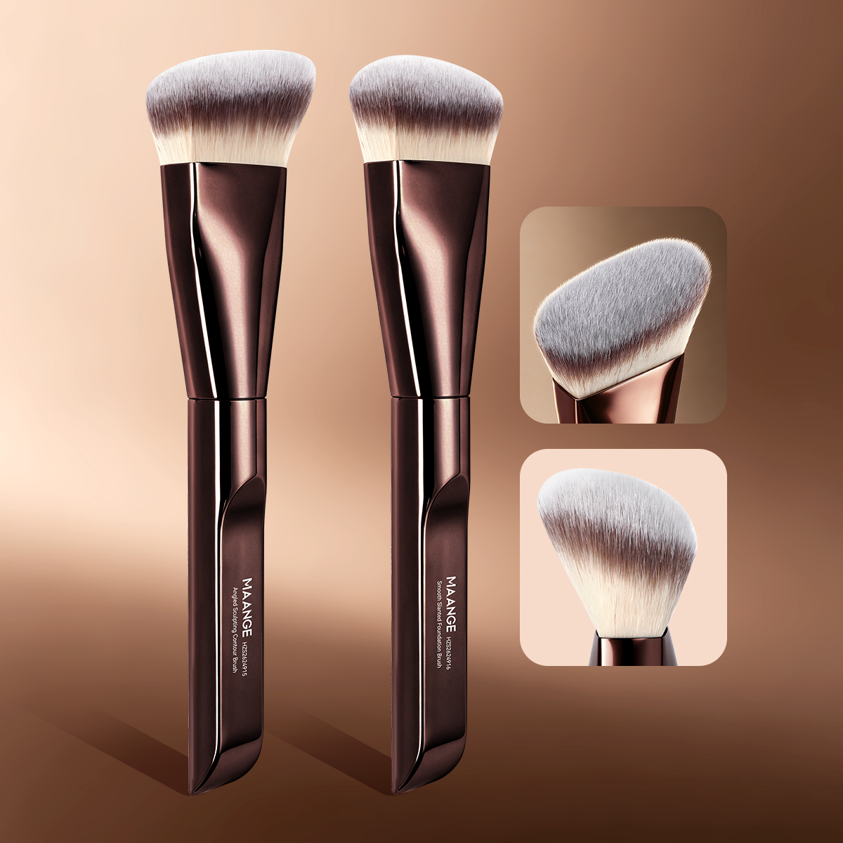 MAANGE Custom OEM&ODM 2PCS Makeup Brush Foundation Conture Concealer Loose Powder Blush Facial Professional Makeup Brush Set - 图片 2
